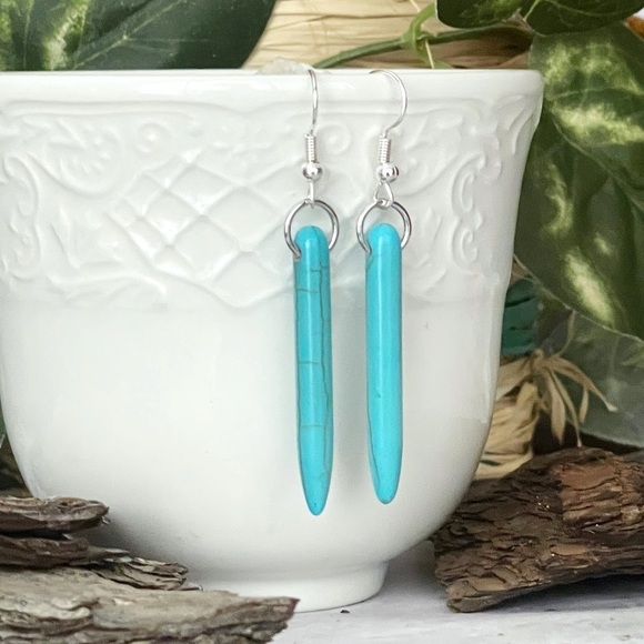 5 For $25💫Santa Fe Boho Turquoise Spike Dangles Earrings - Picture 5 of 6